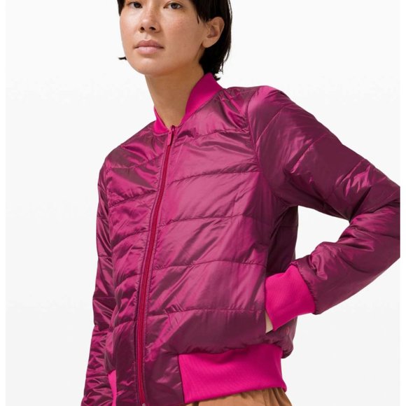 Lululemon Non Stop Bomber Reversible Ripened Raspberry EUC - Picture 4 of 11